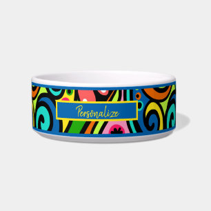 Retro Psychedelic 60s Patroonvun & kleurrijk Voerbakje