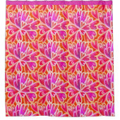Retro Psychedelic 60s Roze harten Abstract Ontwerp Douchegordijn (Voorkant)