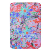 Retro Psychedelic Aqua Green en Oranje Flowers Badmat (Voorkant Verticaal)