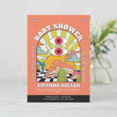 Retro Psychedelic Baby shower Invitation Kaart (Staand voorkant)