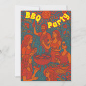 Retro Psychedelic Barbeque Uitnodiging (Voorkant)