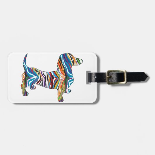 Retro Psychedelic Dachshund Bagagelabel (Voorkant horizontaal)