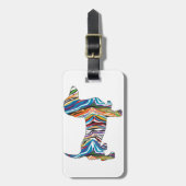 Retro Psychedelic Dachshund Bagagelabel (Voorkant verticaal)