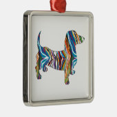 Retro Psychedelic Dachshund Metalen Ornament (Rechts)