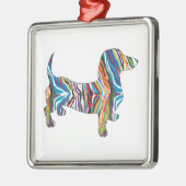 Retro Psychedelic Dachshund Metalen Ornament (Links)