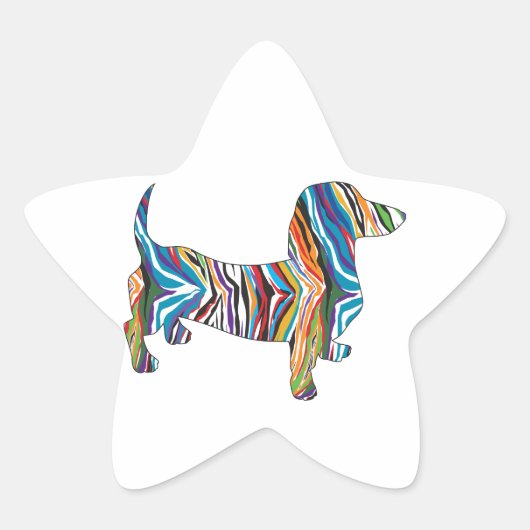 Retro Psychedelic Dachshund Ster Sticker (Voorkant)
