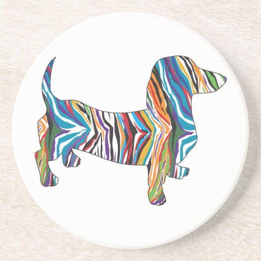 Retro Psychedelic Dachshund Zandsteen Onderzetter (Voorkant)