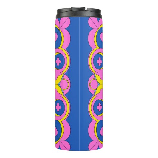 Retro Psychedelic Geometric Mandala Pattern Thermosbeker (Achterkant)