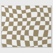 Retro Psychedelic goud golvend geruit Patroon Cadeaupapier (Vlak)