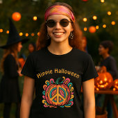 Retro Psychedelic Hippie Halloween Pumpkin Peace T-shirt