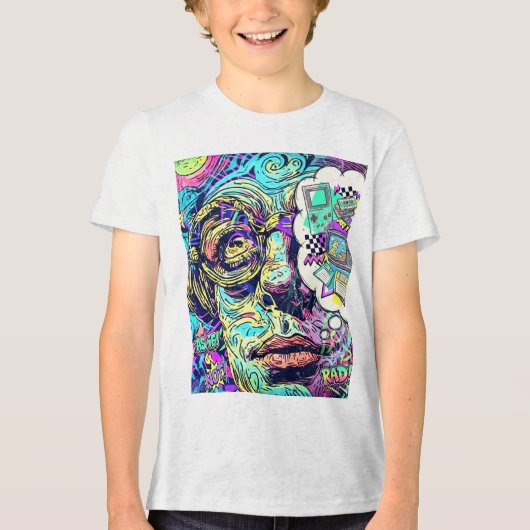 Retro Psychedelic Kids Childrens T-Shirt (Voorkant)