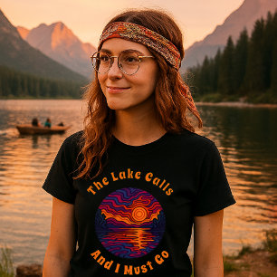 Retro Psychedelic Lake Sunset T-shirt
