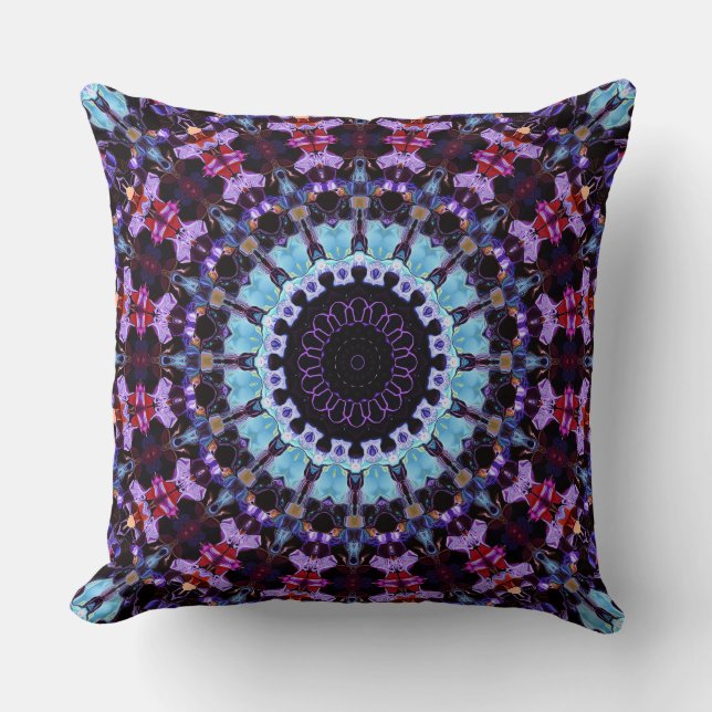 Retro Psychedelic Mandala Hippie Boho Tie Dye Kussen (Voorkant)