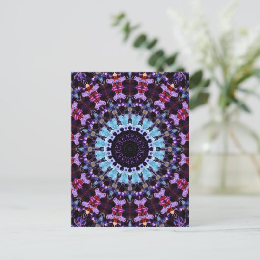 Retro Psychedelic Mandala Trippy Hippie Boho Chic Briefkaart (Staand voorkant)
