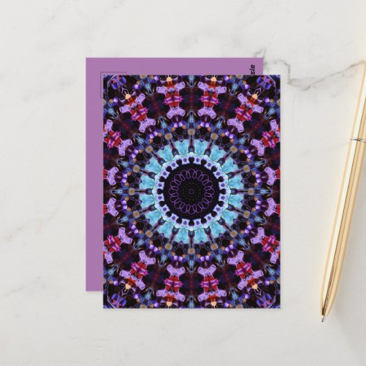 Retro Psychedelic Mandala Trippy Hippie Boho Chic Briefkaart (Voorkant / Achterkant in situ)