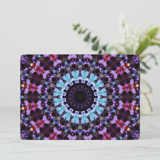 Retro Psychedelic Mandala Trippy Hippie Boho Chic Kaart (Staand voorkant)
