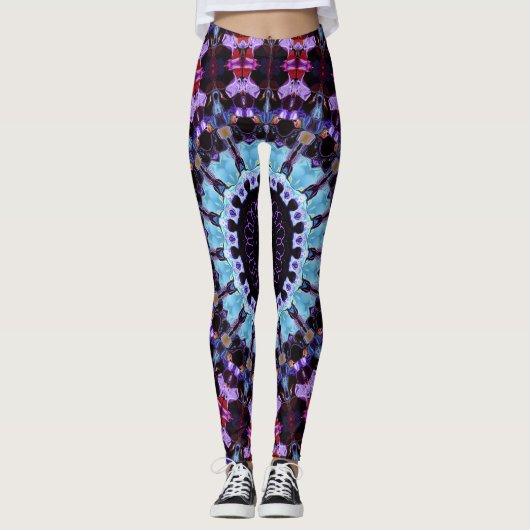 Retro Psychedelic Mandala Trippy Hippie Boho Chic Leggings (Voorkant)