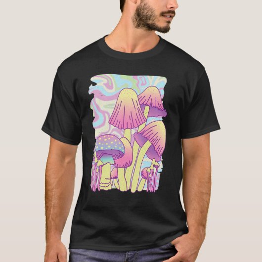  Retro Psychedelic Mushroom Trippy Hippie T-shirt (Voorkant)