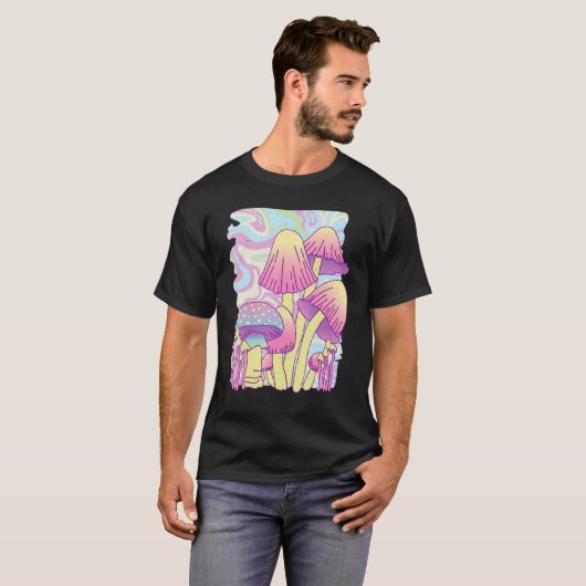 Retro Psychedelic Mushroom Trippy Hippie T-shirt (Voorkant volledig)