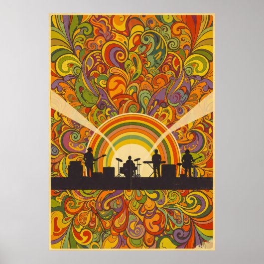 Retro Psychedelic Music Festival Wall Art - jaren  Poster (Voorkant)