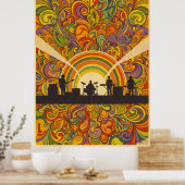 Retro Psychedelic Music Festival Wall Art - jaren  Poster (Keuken)
