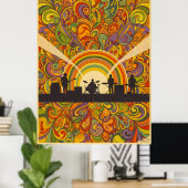 Retro Psychedelic Music Festival Wall Art - jaren  Poster (Thuiskantoor)