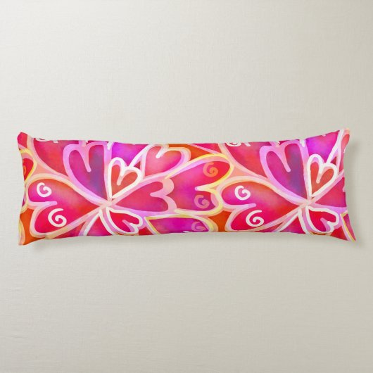 Retro Psychedelic Pink Paars Heart Cool Bedding Lichaamskussen (Achterkant)