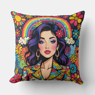 Retro Psychedelic Pop Art Sierkussen – Levendig