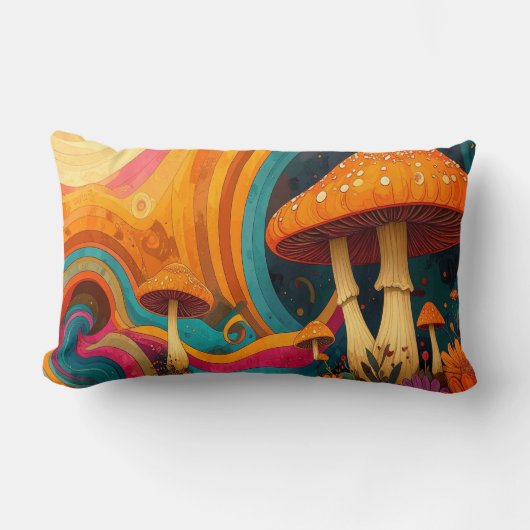 Retro Psychedelic Swirls Throw Cushion  Kussen (Voorkant)