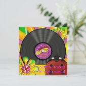 Retro Psychedelic Vinyl Record Party Uitnodigingen (Staand voorkant)