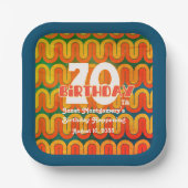 Retro Psychedelic Wave 70e verjaardag Papieren Bordje (Voorkant)