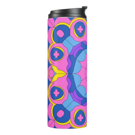 Retro Psychedelisch Geometrisch Mandala Patroon Thermosbeker (Gedraaid links)