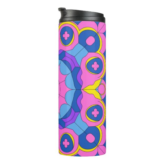 Retro Psychedelisch Geometrisch Mandala Patroon Thermosbeker (Geroteerd rechts)