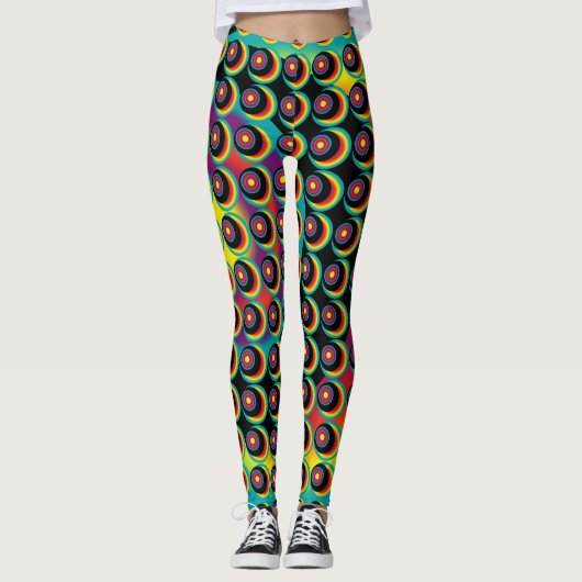 Retro psychedelisch patroon leggings (Voorkant)