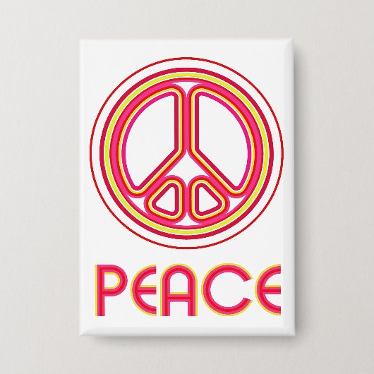 retro psychedelisch vredesteken lineaire grafiek button (Voorkant)