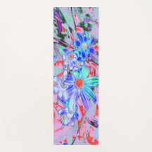 Retro Psychedelische Aqua en Oranje Bloemen