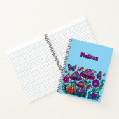Retro Psychedelische Bloemen & Paddestoelen Notitieboek (Binnen)