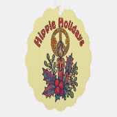 Retro Psychedelische Hippie Feestdagen Kerst Ornament Kaart (Rechts)