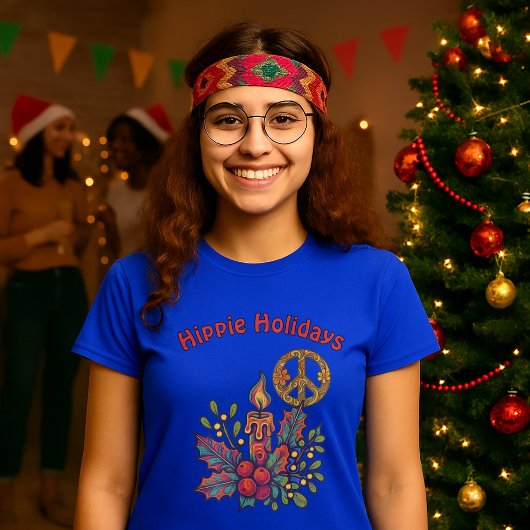 Retro Psychedelische Hippie Feestdagen Kerst T-shirt