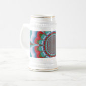 Retro psychedelische mandala bloem abstracte kunst bierpul (Voorkant links)