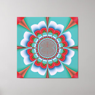 Retro psychedelische mandala bloem abstracte kunst canvas afdruk
