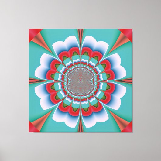 Retro psychedelische mandala bloem abstracte kunst canvas afdruk (Voorkant)