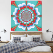 Retro psychedelische mandala bloem abstracte kunst canvas afdruk (Insitu (Slaapkamer))