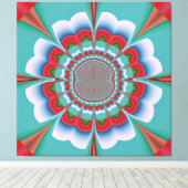 Retro psychedelische mandala bloem abstracte kunst canvas afdruk (Insitu (Houten vloer))