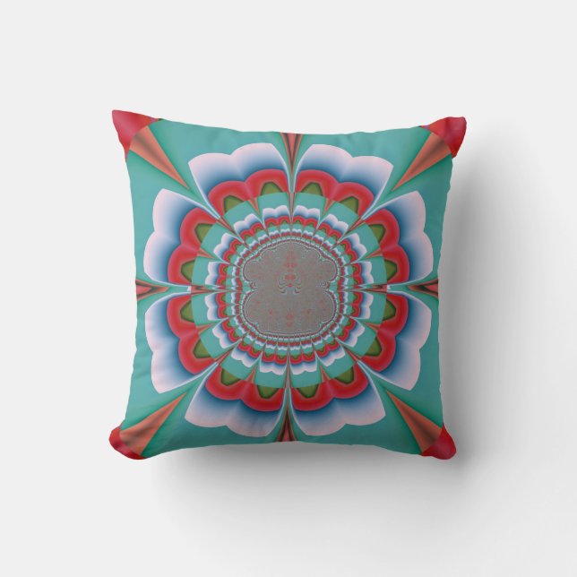 Retro Psychedelische Mandala Bloem Abstracte Kunst Kussen (Voorkant)