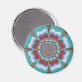 Retro psychedelische mandala bloem abstracte kunst magneet (Voorkant / Achterkant)