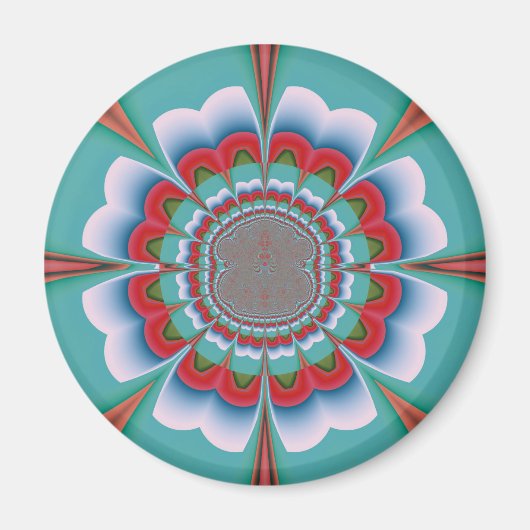 Retro psychedelische mandala bloem abstracte kunst magneet (Voorkant)
