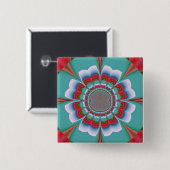 Retro psychedelische mandala bloem abstracte kunst vierkante button 5,1 cm (Voorkant /achterkant)