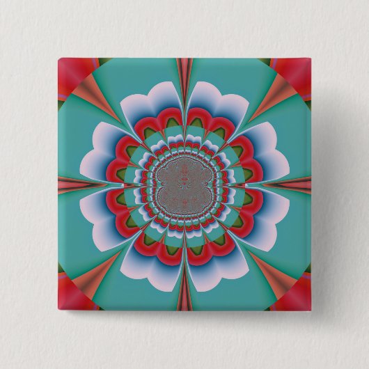 Retro psychedelische mandala bloem abstracte kunst vierkante button 5,1 cm (Voorkant)