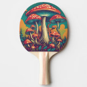 Retro Psychedelische Mushroom AI Kunst Tafeltennisbatje (Voorkant)